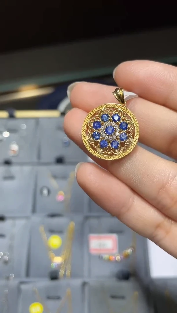 吊坠(不含链)蓝宝石18K金镶嵌白*1
