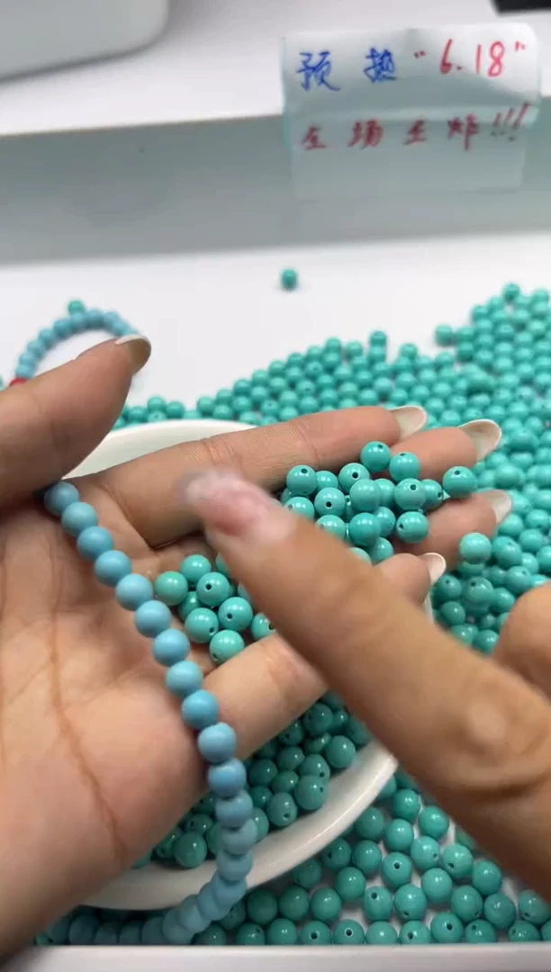 玛瑙/玉髓颈饰未镶嵌w821高瓷绿*松6mm*30颗