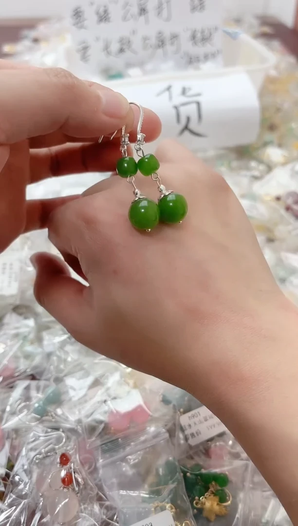 银S925镶嵌耳坠玛瑙/玉髓h404