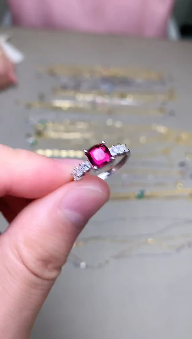 银S925镶嵌戒指碧玺戒指