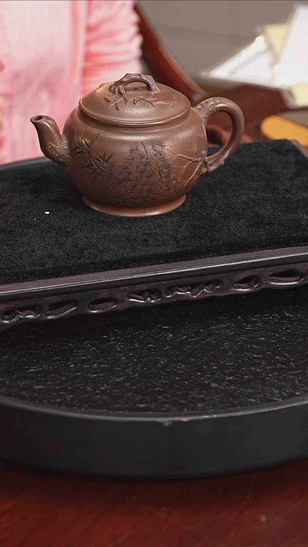 茶壶紫砂张杏娟 松竹梅76 龙潭紫泥 260毫升 少云