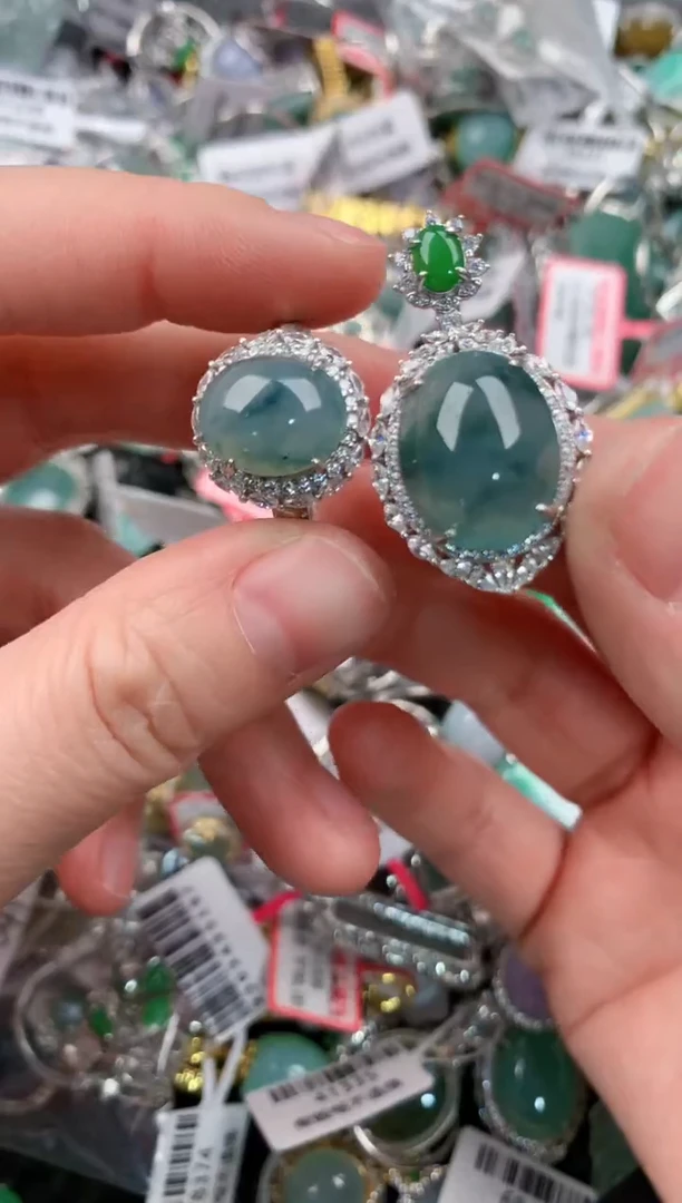 银S925镶嵌戒指翡翠44--4