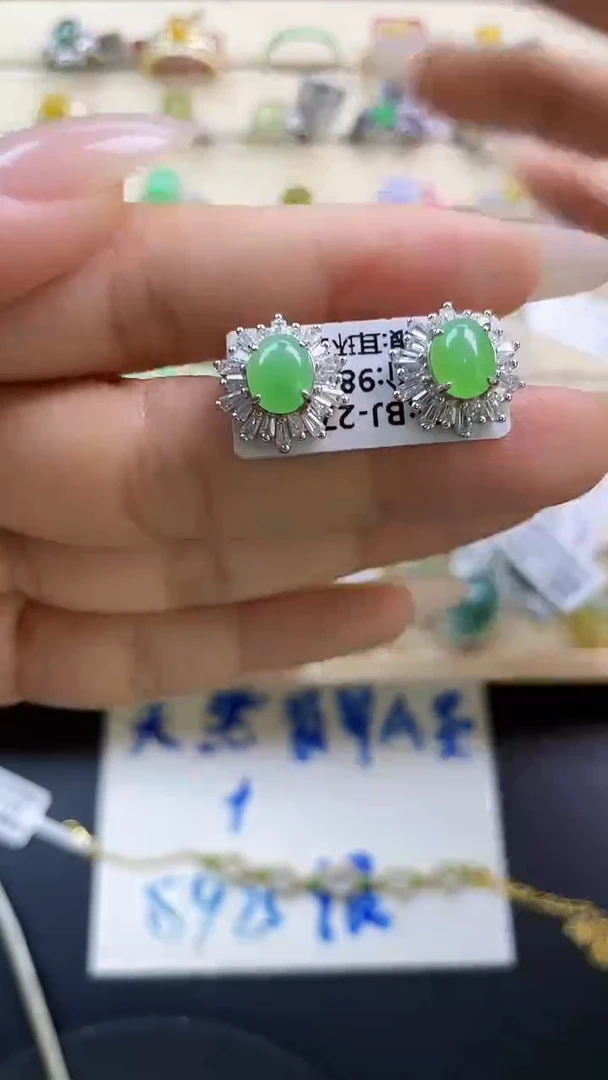 银S925镶嵌戒指翡翠翡翠 蛋面 银S925镶嵌