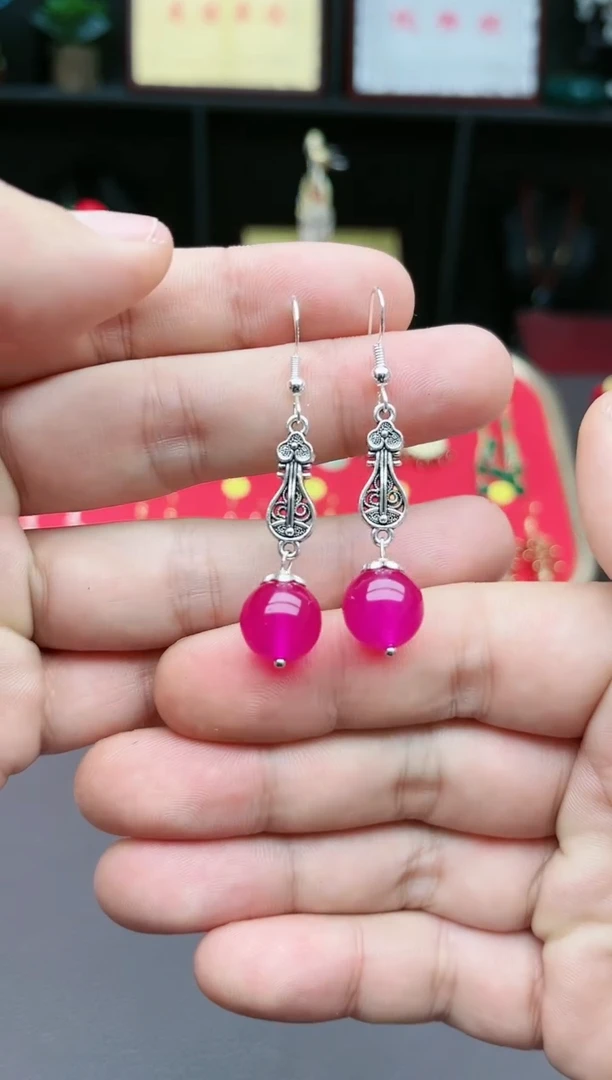 【闪购商品】玛瑙/玉髓耳钉银S925镶嵌205000