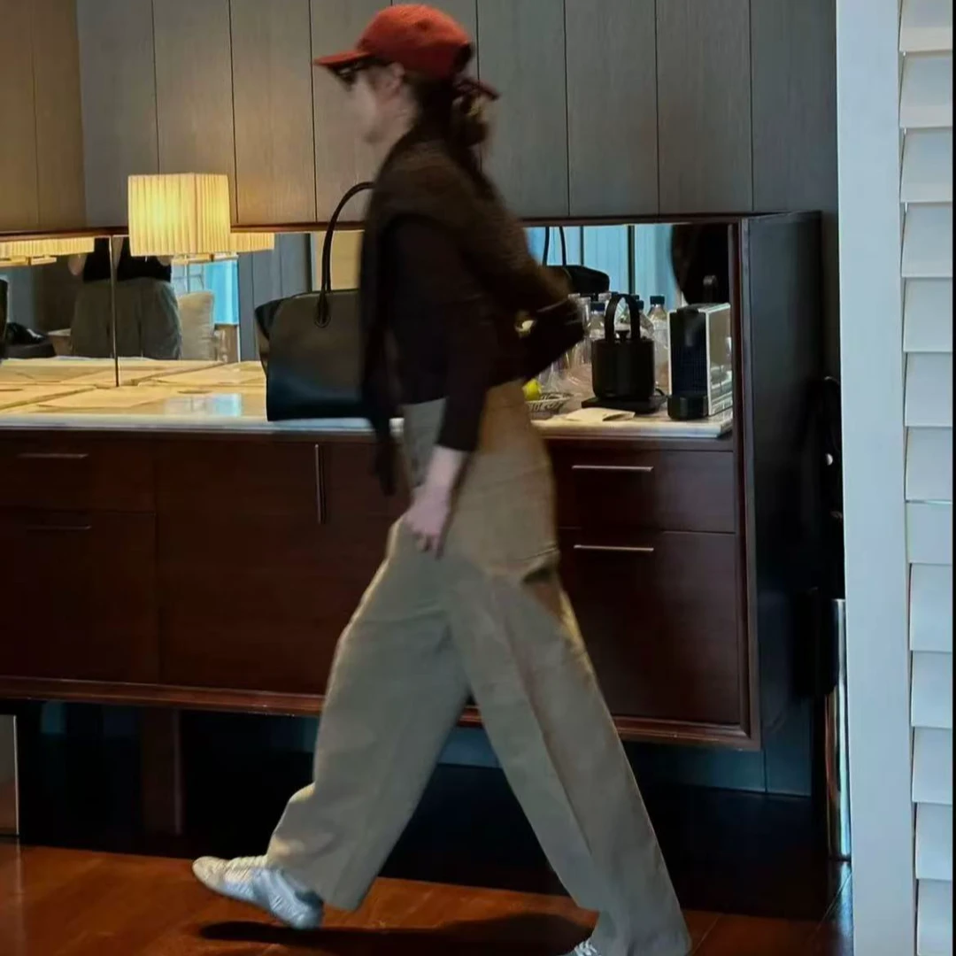 【街拍日常】雾面磨毛立裁镰刀裤宽松高腰阔腿裤牛仔长裤女3667