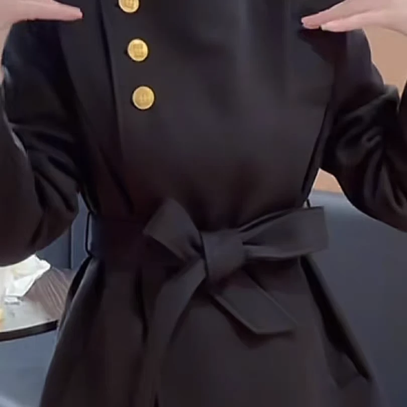 专柜高品质减龄时尚外套女风衣式毛呢羽绒上衣A1880889