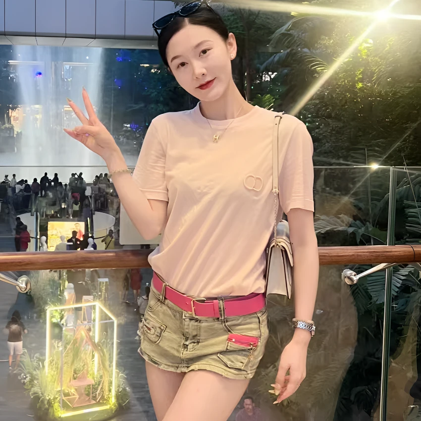 99新 DIOR/迪奥 250537/xxs码/纯色字母刺绣圆领短袖