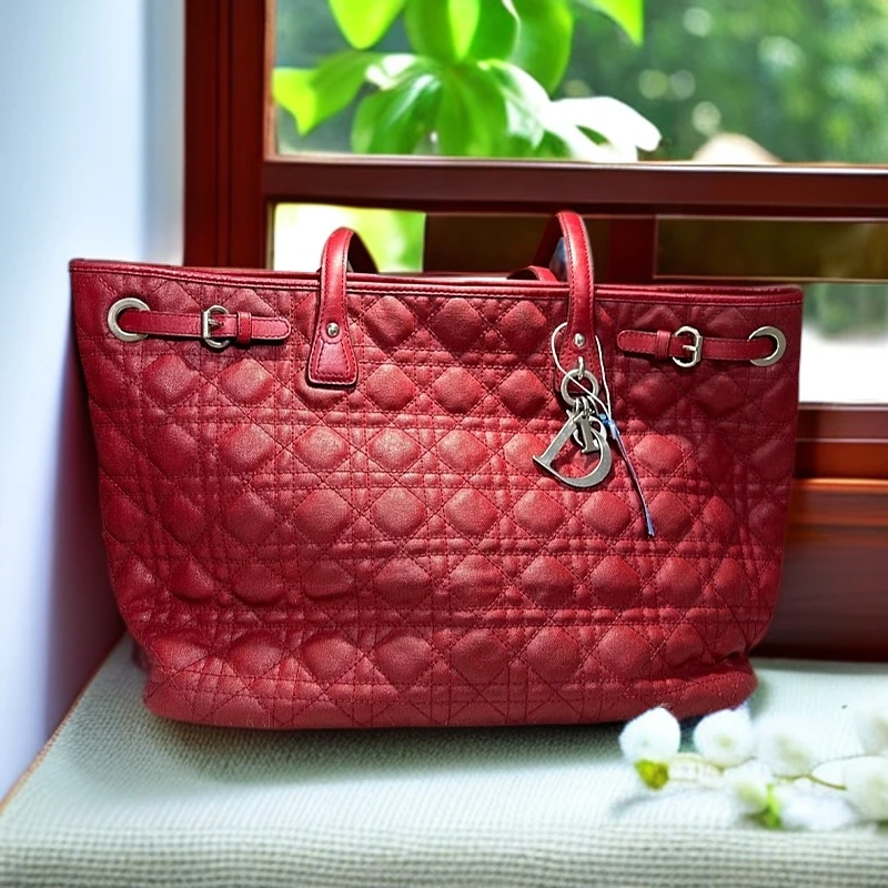 95新 DIOR/迪奥 红色帆布涂层托特包1175 8741