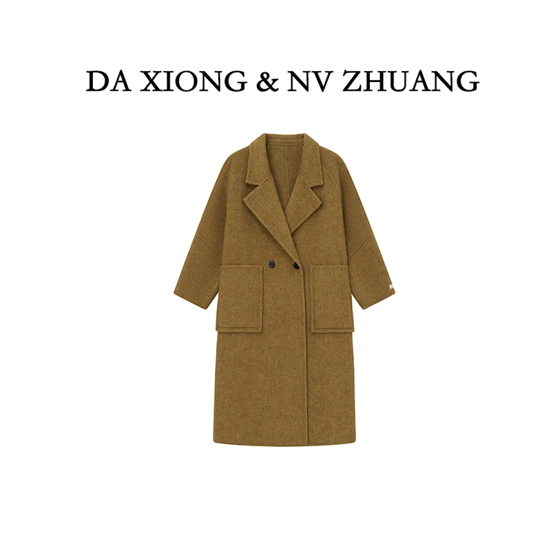 加厚高品质羊毛大衣时尚气质秋冬休闲中长款女士翻领大衣AL
