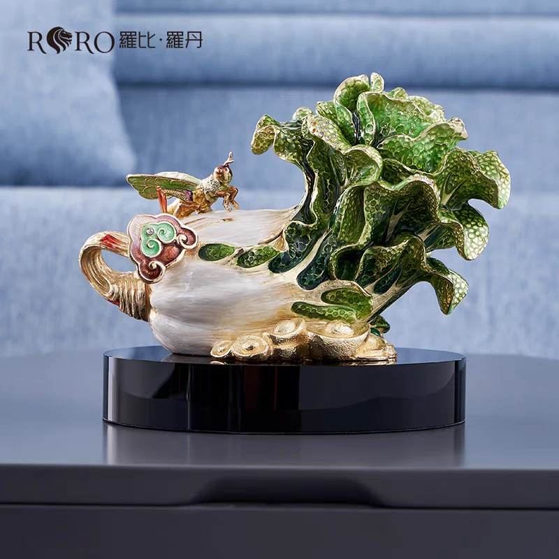 HESTIA HOME罗比罗丹招财进宝珐琅彩白菜摆件