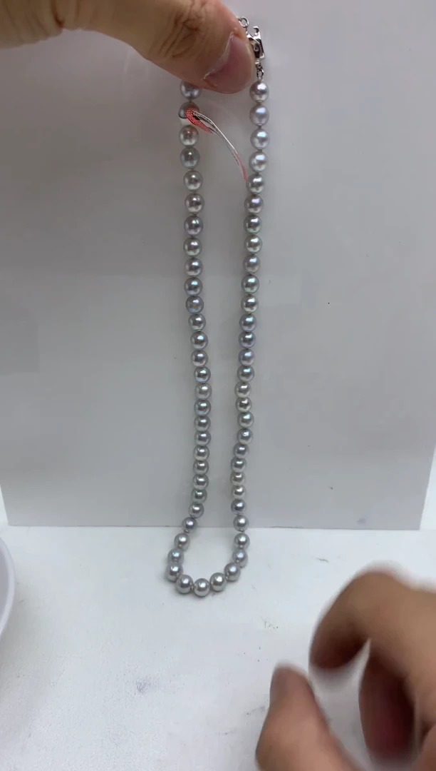 未镶嵌FF海水珍珠银蓝灰珠串链