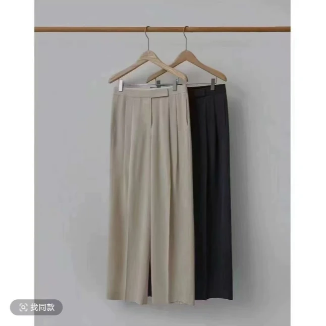 初势宽松慵懒风西装阔腿裤女2025春夏新款休闲拖地长裤005#