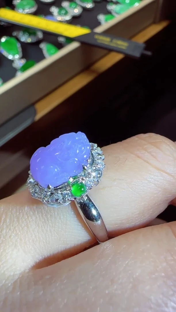 【闪购商品】翡翠戒指18K金镶嵌貔貅