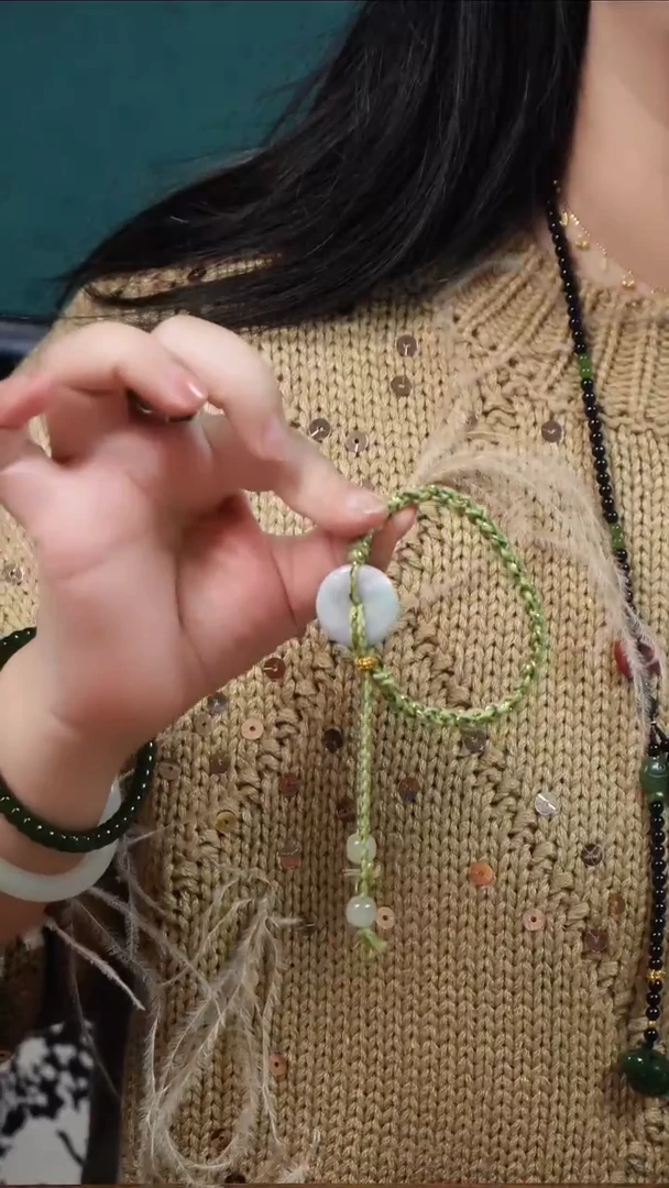 银S925镀金镶嵌手绳翡翠翡翠平安扣手链