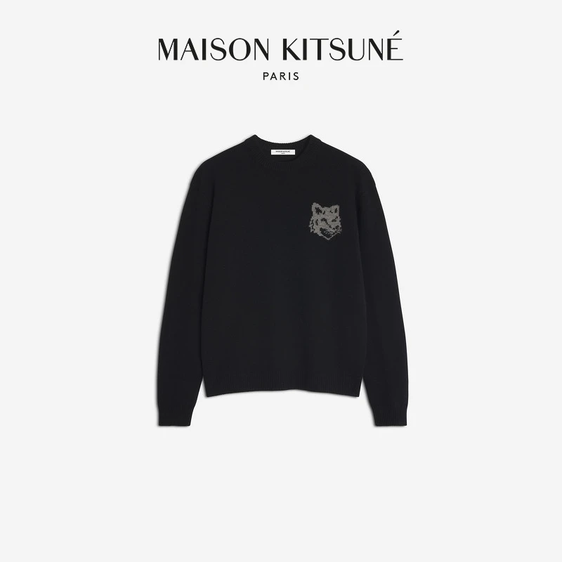 【早秋新品】Maison Kitsune男款经典狐狸头提花羊毛套头针织毛衣