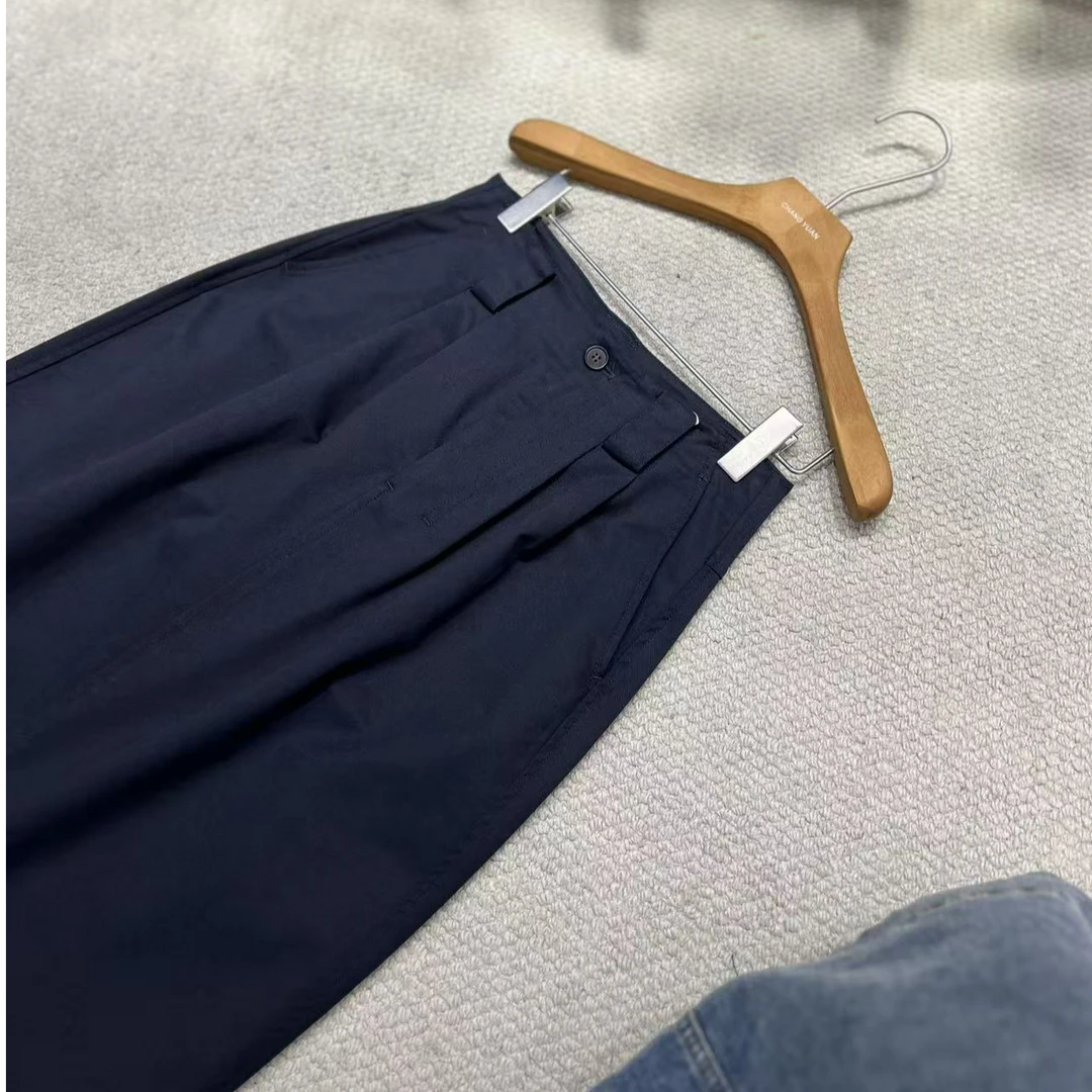 深圳南油高端女装藏青色工装高腰半裙天丝棉直筒裙