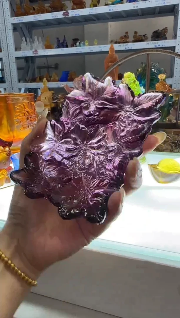 琉璃手工艺品花 果盘