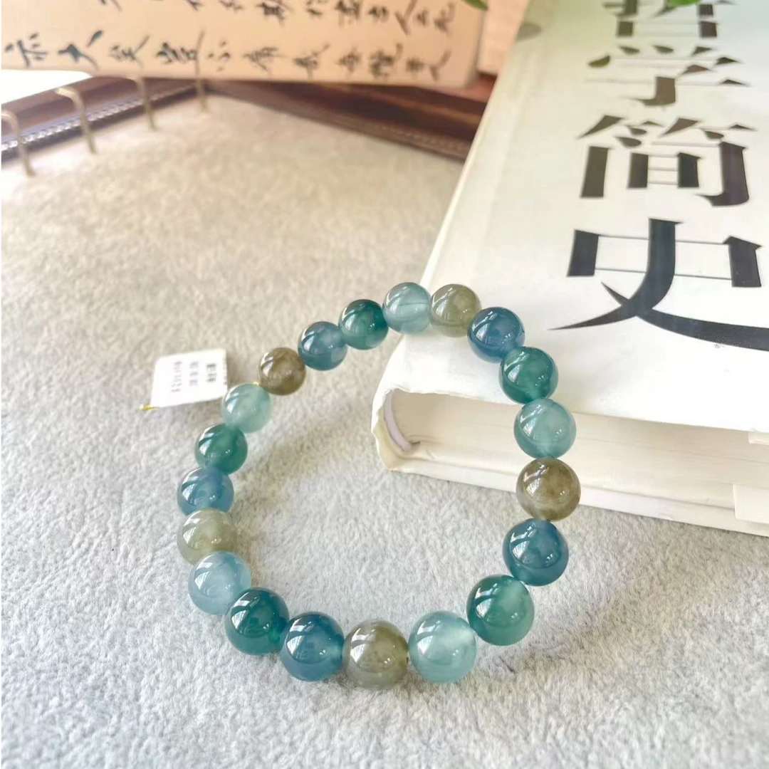 涵舍天然翡翠A货卡9.8mm多宝手串简约新中式清新设计款