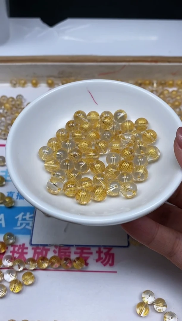 水晶珠宝半成品未镶嵌E527 白水晶 金心经8mm10个15元