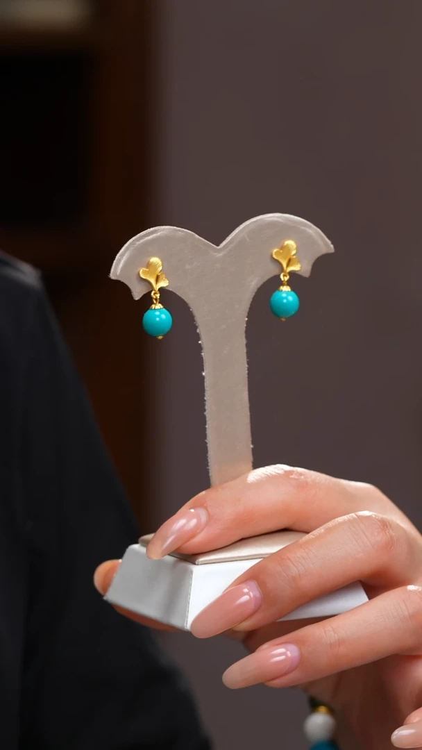 未镶嵌绿松石耳饰多样性发货