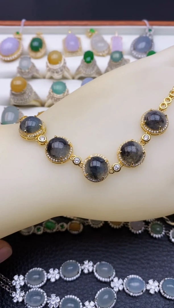 银S925镶嵌手链翡翠8899