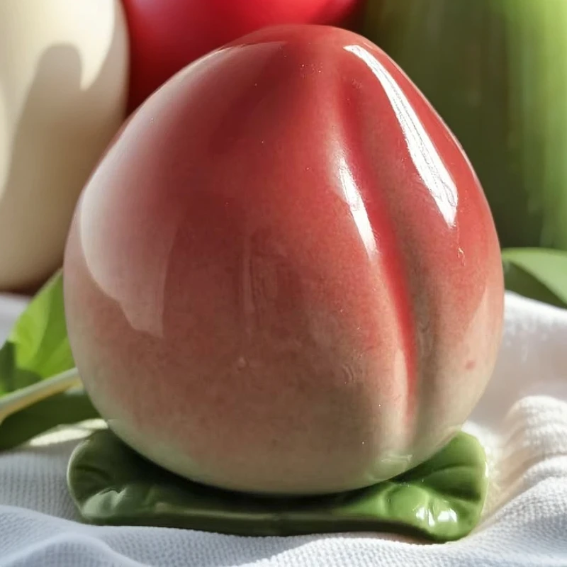 7个粉红陶瓷桃子摆件