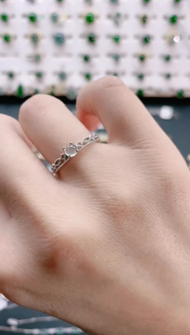 【闪购商品】翡翠戒指银S925镶嵌天然翡翠