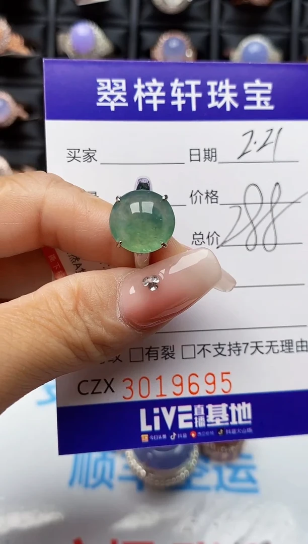 【闪购商品】翡翠戒指银S925镶嵌9695
