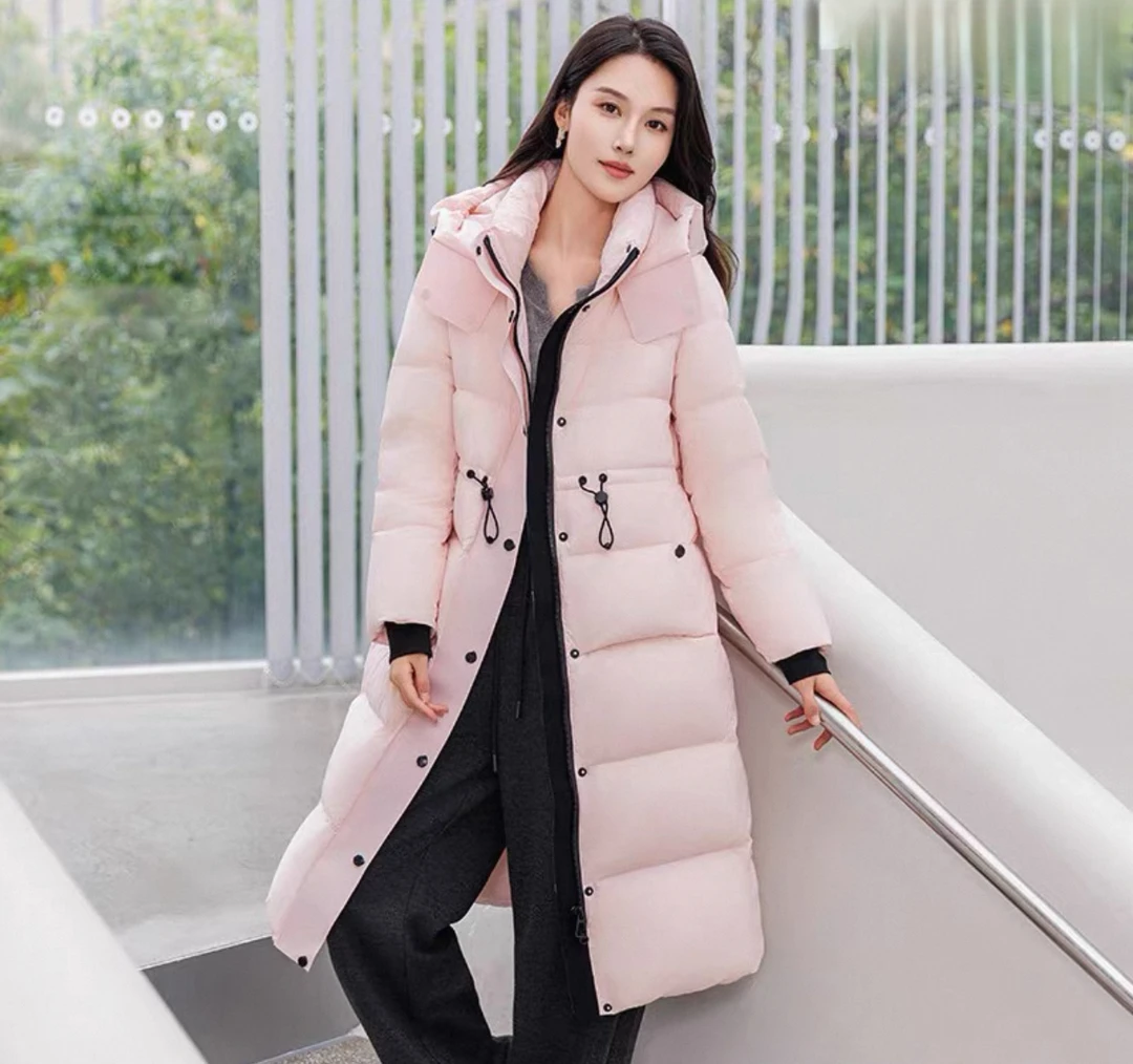 9865新款休闲韩版女款长款修身连帽保暖羽绒服yml