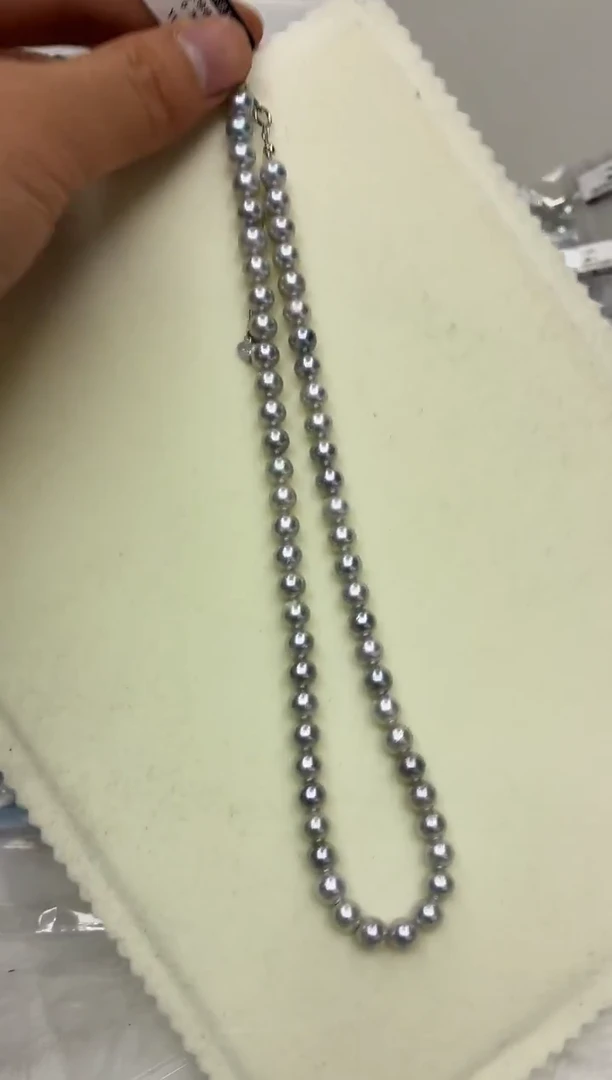 未镶嵌DA海水珍珠灰珠串链6-7 y1157