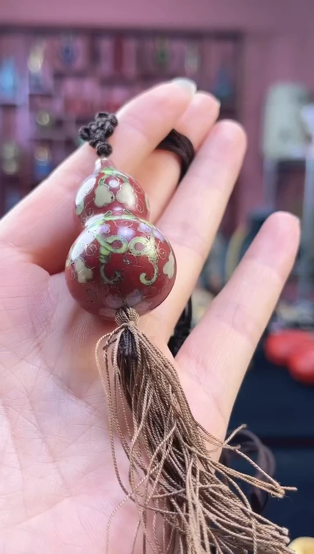 非遗技艺景泰蓝项链葫芦吊坠 砖红色