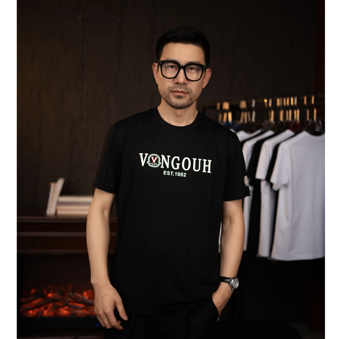 2025潮流时尚匹马棉圆领修身刺绣休闲短袖