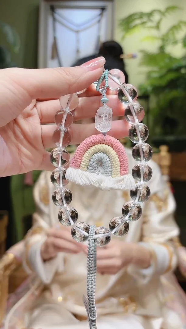 【闪购商品】水晶车挂未镶嵌粉彩虹白水晶车挂