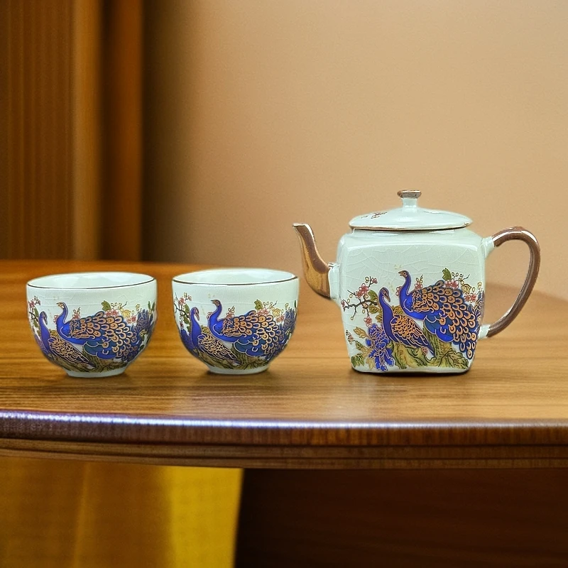 四方孔雀壶一壶两杯C17