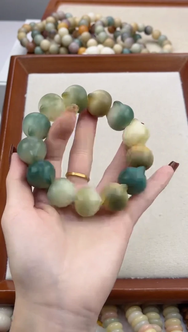 手串菩提根/象牙果w53干磨大绿猫22mm猫猫头手串瑕疵不补