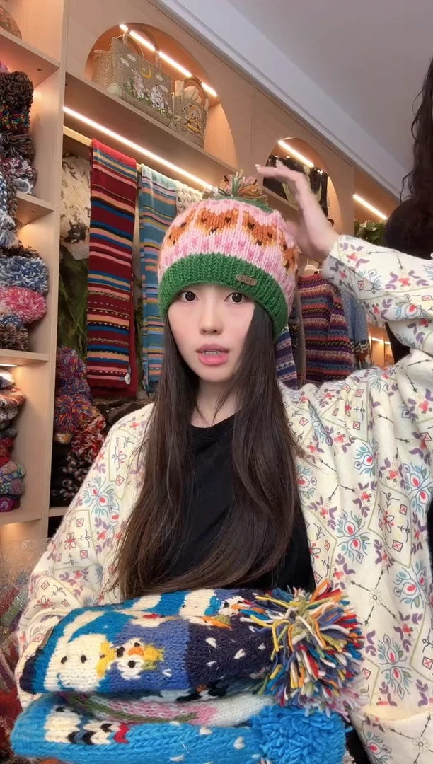 羊毛绿粉狐狸帽子