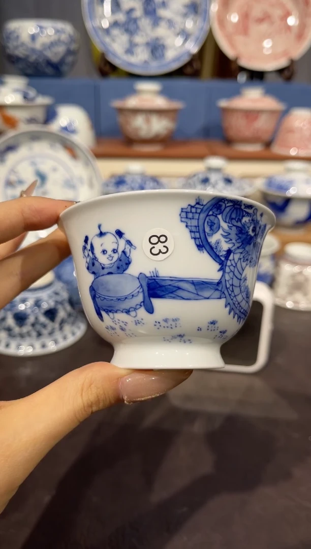 我****桥83青花童子单杯zj201
