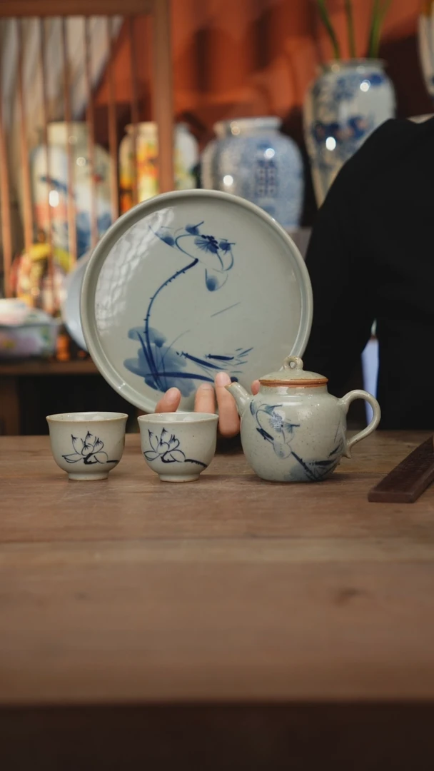 瓷片【简家甄选】景德镇设计师釉下手绘陶瓷餐具