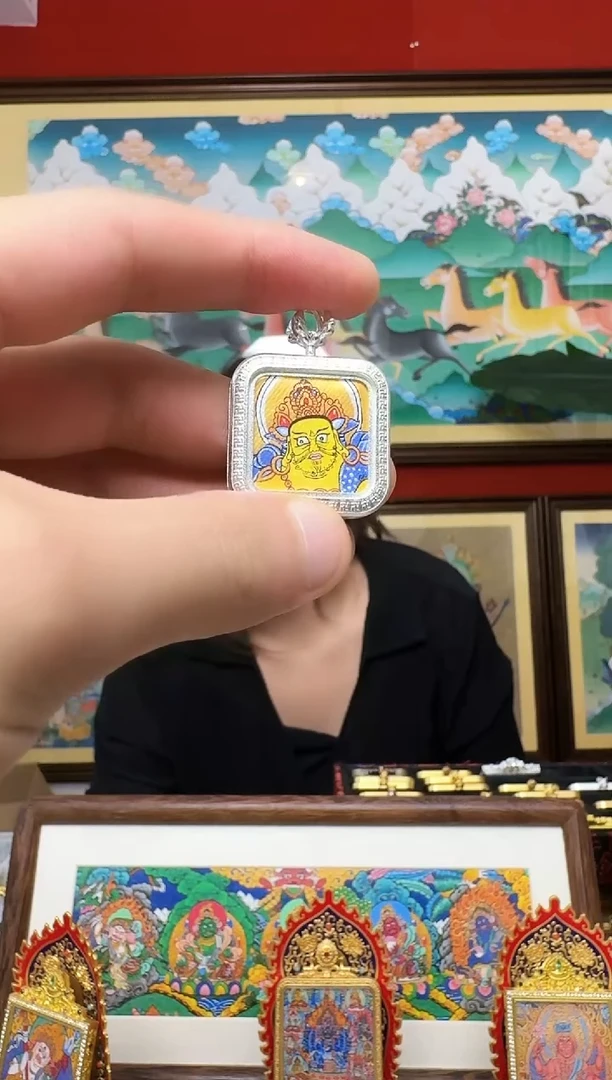 吊坠黄财神-热贡纯手绘周毛