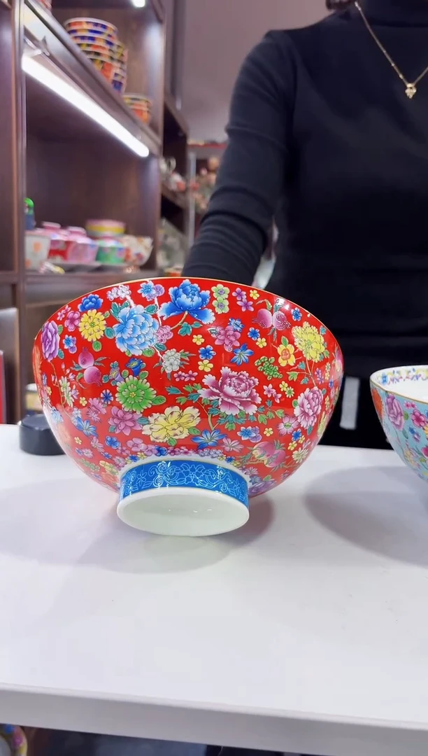 珐琅 8英寸汤碗1个景德镇陶瓷