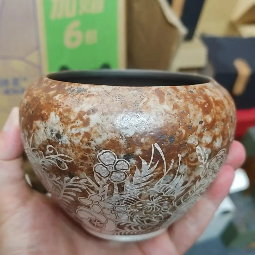 【闪购链接】F179-柴烧花纹公道杯