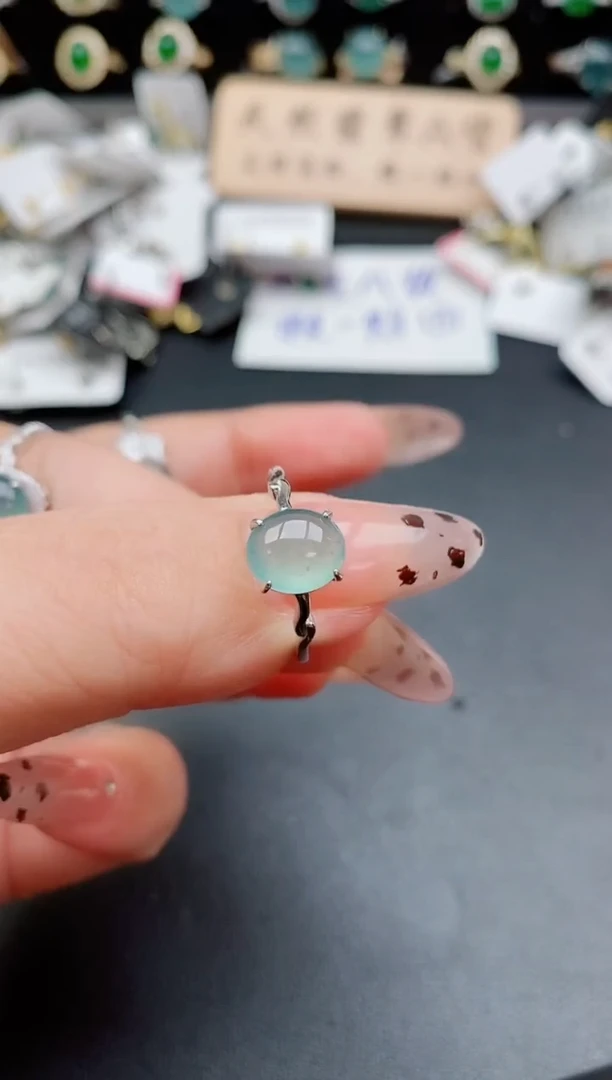 银S925镶嵌戒指翡翠1