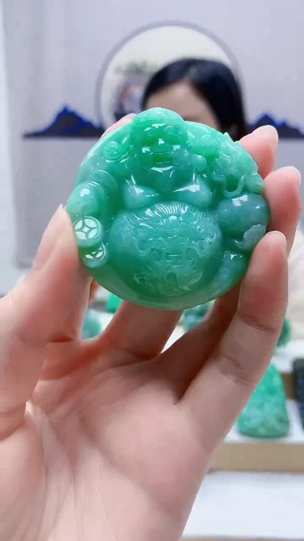 未镶嵌定制翡翠A***晟4852zm-毛货挂件