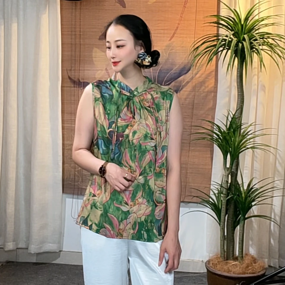 630-1新款高货一盘扣百搭遮肉显瘦新中式气质国风背心