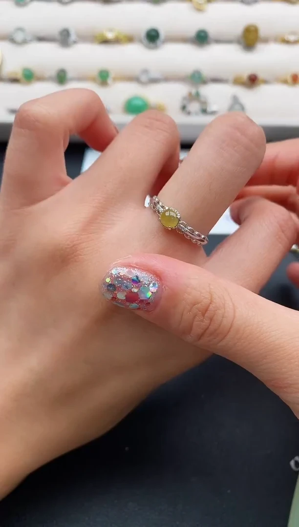 银S925镶嵌戒指翡翠333333333+9