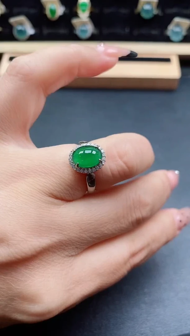 银S925镶嵌戒指翡翠1