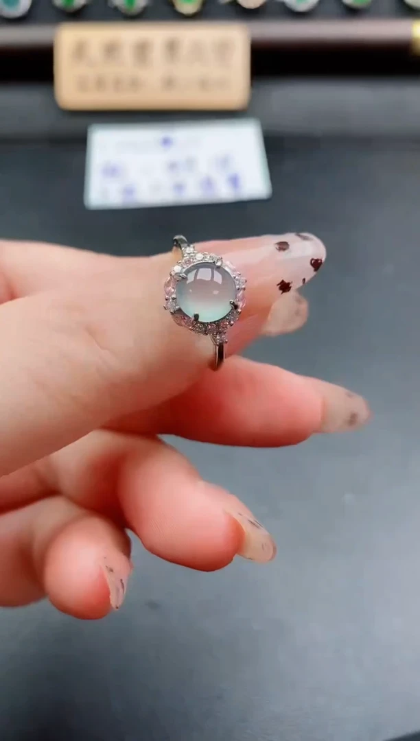 银S925镶嵌戒指翡翠1