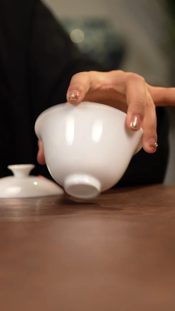 杯-+景德镇手工白胎元宝+盖碗