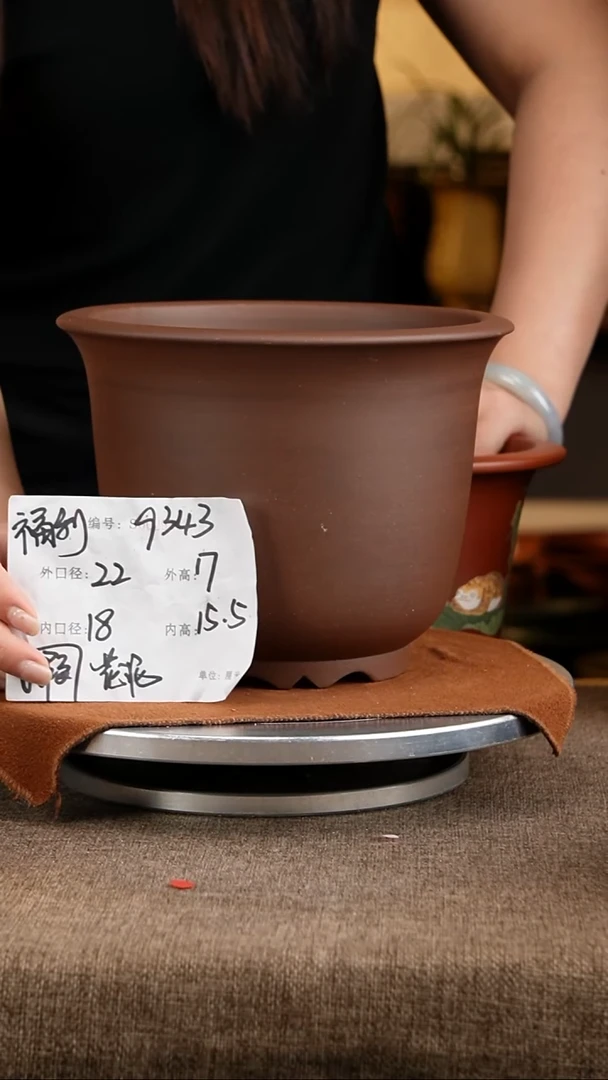 紫砂花盆花卉工艺9343微瑕