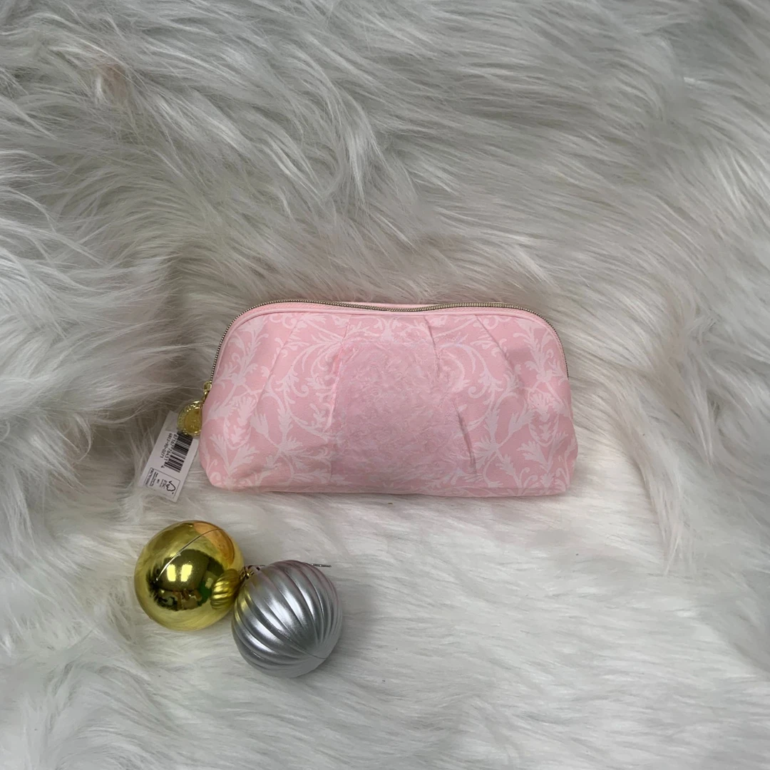 K039马卡龙粉色花卉图案化妆收纳包时尚布艺少女化妆包收纳整理